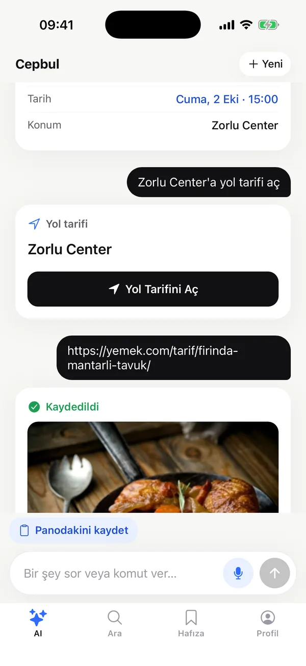 Cepbul'da kaydedilen yemek tarifi